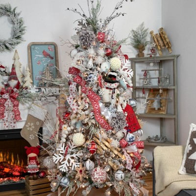 20.5" Beige and Ivory Embroidered Snowflake Christmas Stocking