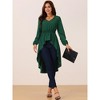 Seta T Women's High Low Hem Long Sleeve V Neck Elastic Waist Asymmetrical Irregular Hem Casual Tops Blouse - 3 of 4