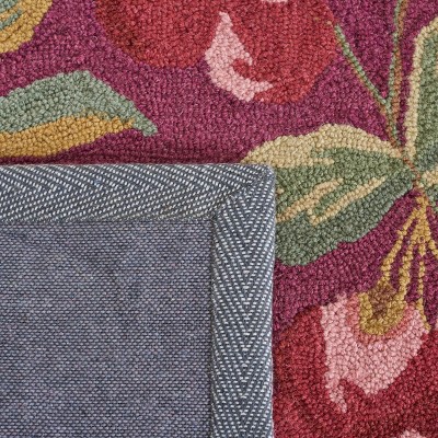 Burgundy Floral Hand-Knotted Wool Area Rug 3'9" x 5'9"