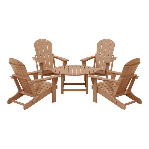 WestinTrends Malibu 5-Piece HDPE Folding Adirondack Chair Outdoor Patio Conversation Set - 1 of 4