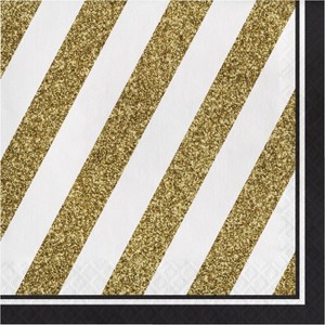 48ct Striped Disposable Napkins Black - 1 of 3