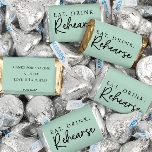 116 Pcs Rehearsal Dinner Wedding Candy Favors Hershey's Miniatures & Kisses  by Just Candy (1.5 lbs) - Taupe