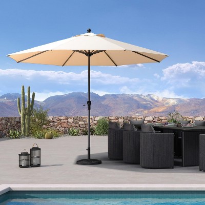PURPLE LEAF Patio Umbrella Outdoor Table Umbrella Aluminum Frame Market Umbrella Sun Umbrella with 8 Sturdy Ribs