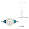 EVERLY JEWELRY | 10K White Gold 8-8.5 mm Cultured Freshwater Pearl and 5/8 ct TGW London Blue Topaz Ring - 4 of 4