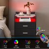 Nightstand with Charging Station, LED Lights, 2 Drawers & Pull-Out Shelf – Modern Bedside Table with USB Ports - 3 of 4