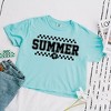 Simply Sage Market Women's Checkered Summer Varsity Short Sleeve Relaxed Fit Cropped Tee - 2 of 4