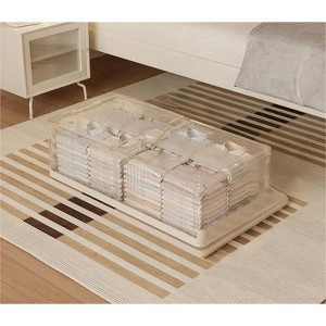 COZONY Foldable Underbed Storage, 2-Pack Clear Stackable Bins with Wheels for Clothes & Linens - 1 of 4