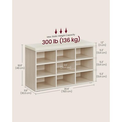 Natural Beige Particleboard Shoe Storage Bench with Cushion