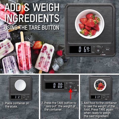 Taylor 22lb Black Stainless Steel Digital Kitchen Scale with Container