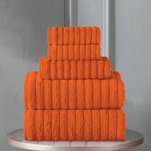 BAGOKIE 100% Turkish Cotton Corduroy Ribbed Bath Towels 6-Piece Set - 1 of 4