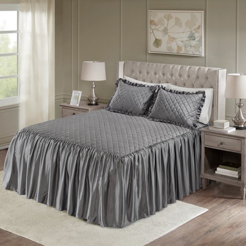 Gray Kiana Velvet Bedspread Set Queen 3pc Target