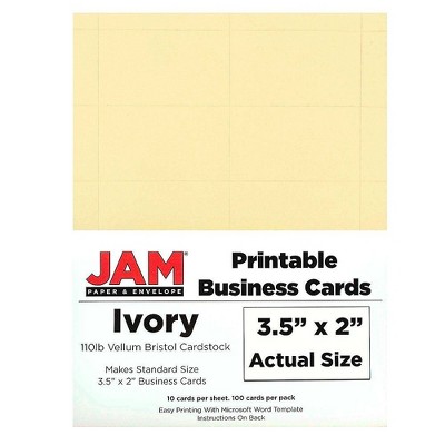 JAM Paper Printable Business Cards 3 1/2 x 2 Ivory Vellum 22130976