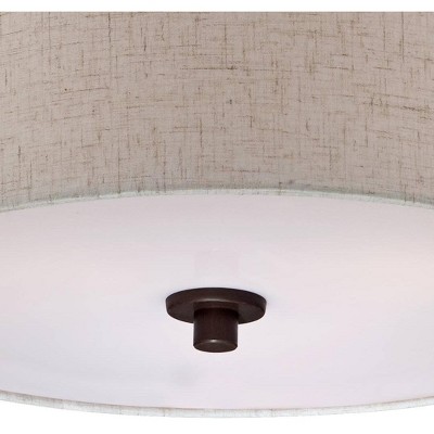 Sylvan 15" Bronze Semi-Flush Mount with Off-White Drum Shade
