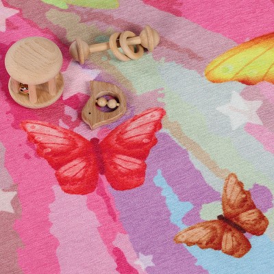 Apricot Butterfly Swirl Flatwoven Polyester Kids' Area Rug, 4' x 6'