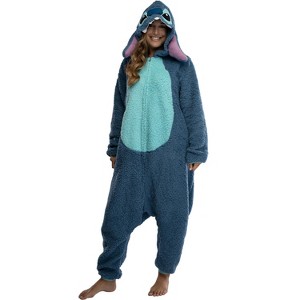 Disney Lilo & Stitch Unisex Adult Stitch Kigurumi Cosplay Costume Fleece Union Suit - 1 of 4