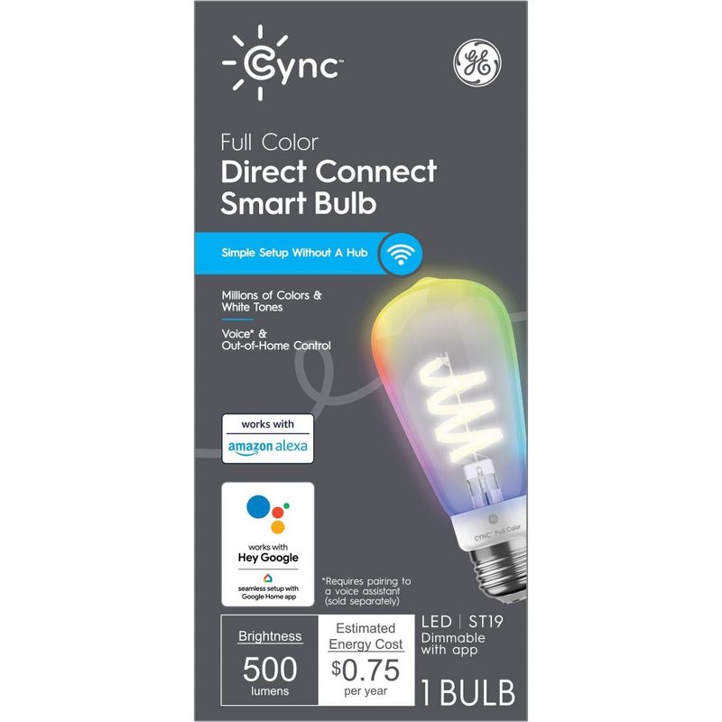 GE CYNC Smart Edison Style Light Bulb, Full Color, Bluetooth and Wi-Fi Enabled, 5 of 7