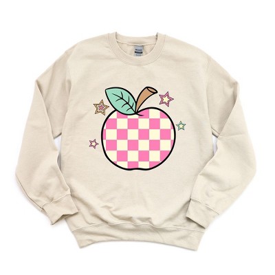 Simply Sage Market Women's Graphic Sweatshirt Checkered Apple Stars