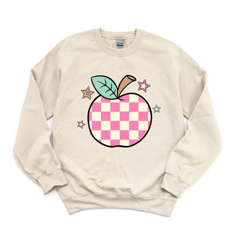 Simply Sage Market Women's Graphic Sweatshirt Checkered Apple Stars - image 1 of 4