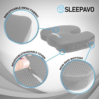 Gray Memory Foam Cooling Gel Seat Cushion for Office and Car