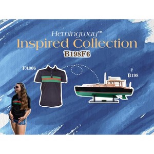 Hemingway Pilar Fishing Boat Model & Black/Green Polo Shirt Combo By Old Modern Handicrafts - 1 of 4