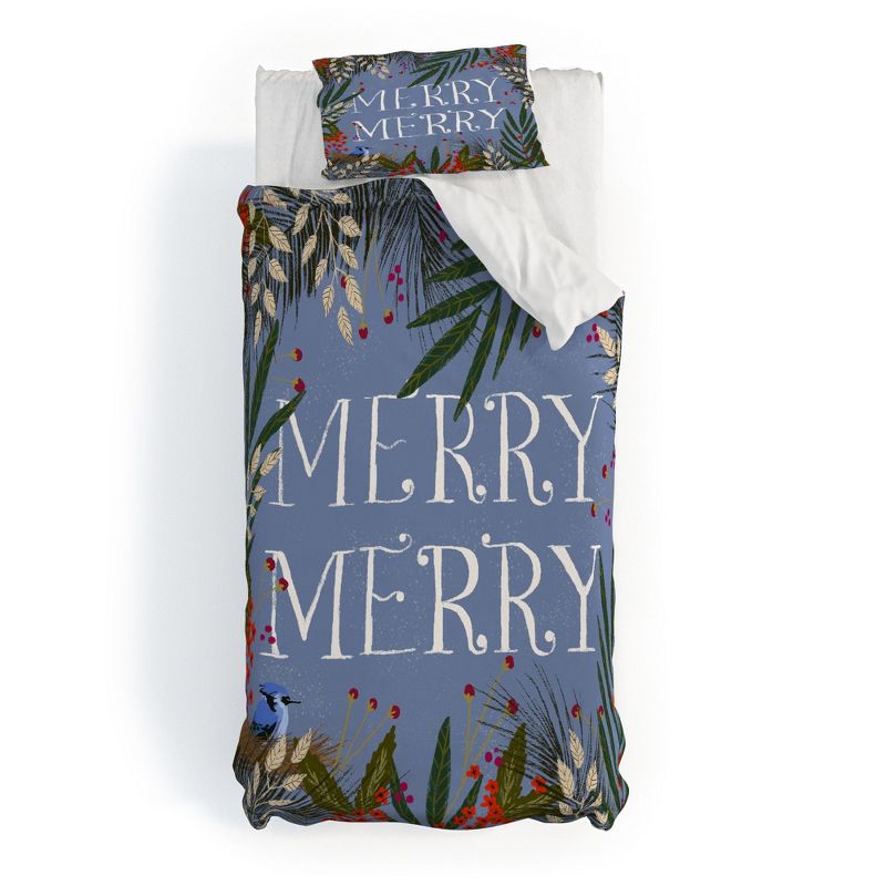 Joy Laforme Christmas Merry Merry Wreath Duvet Cover + Pillow Sham(s) - Deny Designs, 1 of 5