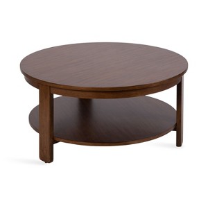 Kate and Laurel Foxford Round Wood Coffee Table, 34x34x17, Walnut Brown - 1 of 4