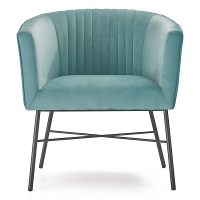 Leone Tufted Accent Chair Teal - Adore Decor: Modern Velvet, Sleek Metal Legs, Bedroom & Living Room Seating