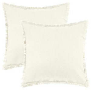 Unique Bargains Farmhouse Sofa Couch Bed Cotton Decorative Throw Pillow Cover with Tassel Trim 2 Pcs - 1 of 4