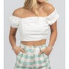 Women's LINEN PUFF SLEEVE OPEN-BACK CROP - MABLE - 2 of 4