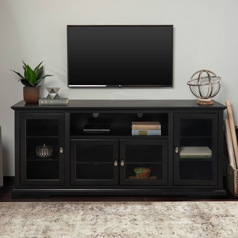 Glass Door Traditional Highboy TV Stand for TVs up to 80" - Saracina Home, 4 of 9