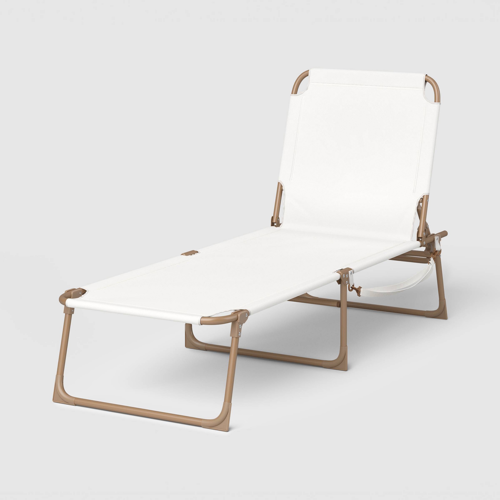 Canvas Folding Outdoor Portable Beach Lounge Chair Cream - Threshold™