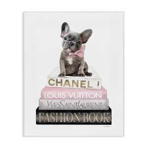Stupell Industries French Bulldog Pink Fashion Books Canvas Art - 1 of 4