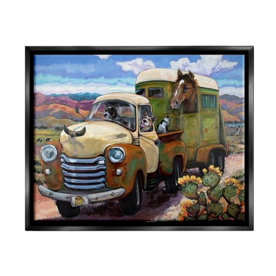 Stupell Industries Dogs Driving Vintage Rustic Truck with Horse Trolley