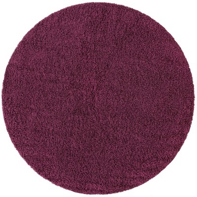 Luxurious Eggplant Purple Round Shag Rug for Kids, 6 ft