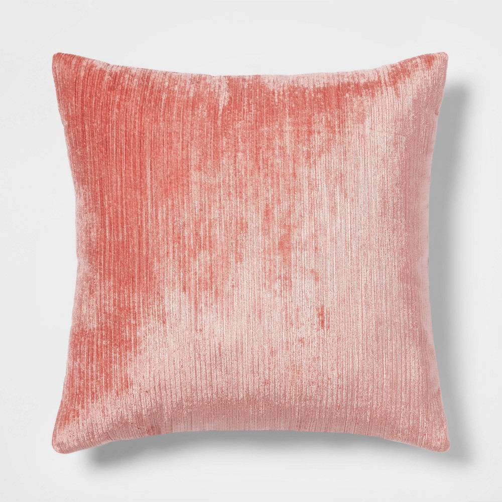 Photos - Pillow Velvet Rib Textured Square Throw  Coral - Threshold™