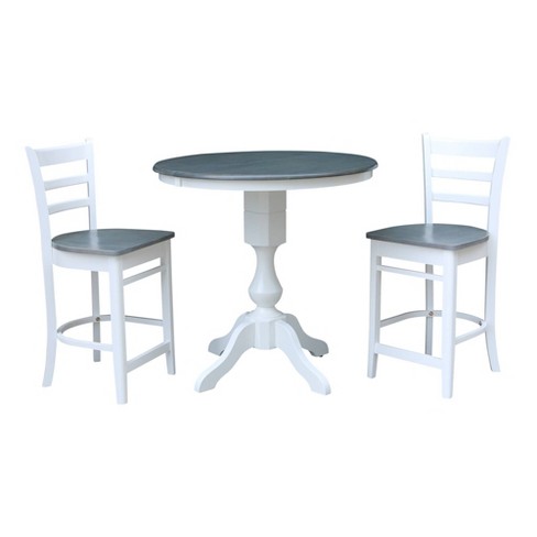 36 Matthew Round Counter Height, Counter Height Extendable Dining Table White