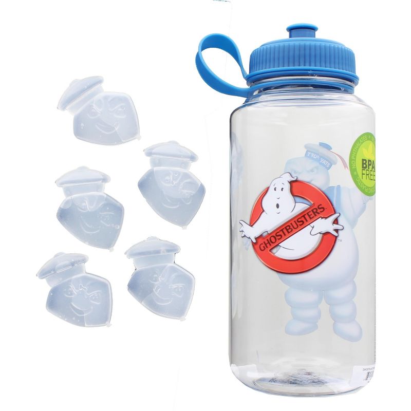Just Funky Ghostbusters Stay Puft 32oz Plastic Water Bottle w/ Ice Cube Molds, 2 of 7