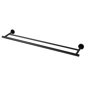 WOWOW 36 in. Wall Mounted Towel Bar in Matte Black, Stainless Steel Double Towel Holder - 1 of 4