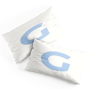 Deny Designs King April Lane Art Block Blue Monogram G Microfiber Printed Pillow Sham - 1 of 3