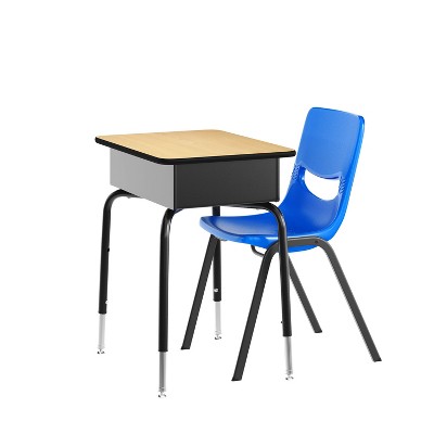 Flash Furniture HERCULES Student Desk with Open Front Metal Book Box, Desktop, and Frame and Heavy-Duty Flex Comfort Classroom Stack Chair