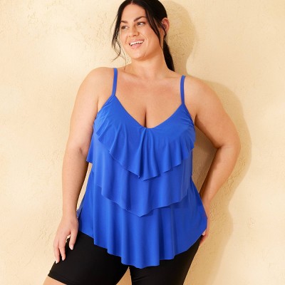 Women's Tiered Ruffle Tankini Top - Shade & Shore™