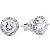 Pompeii3 Halo Diamond Studs 2.70 Ct 14k White Gold Lab Created Earrings - 2 of 4