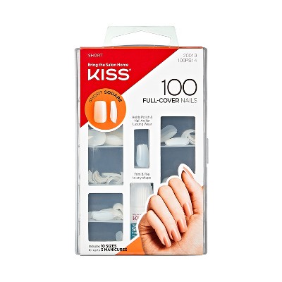 Kiss Nails Full Cover Fake Nails - Short Square - 100ct_2