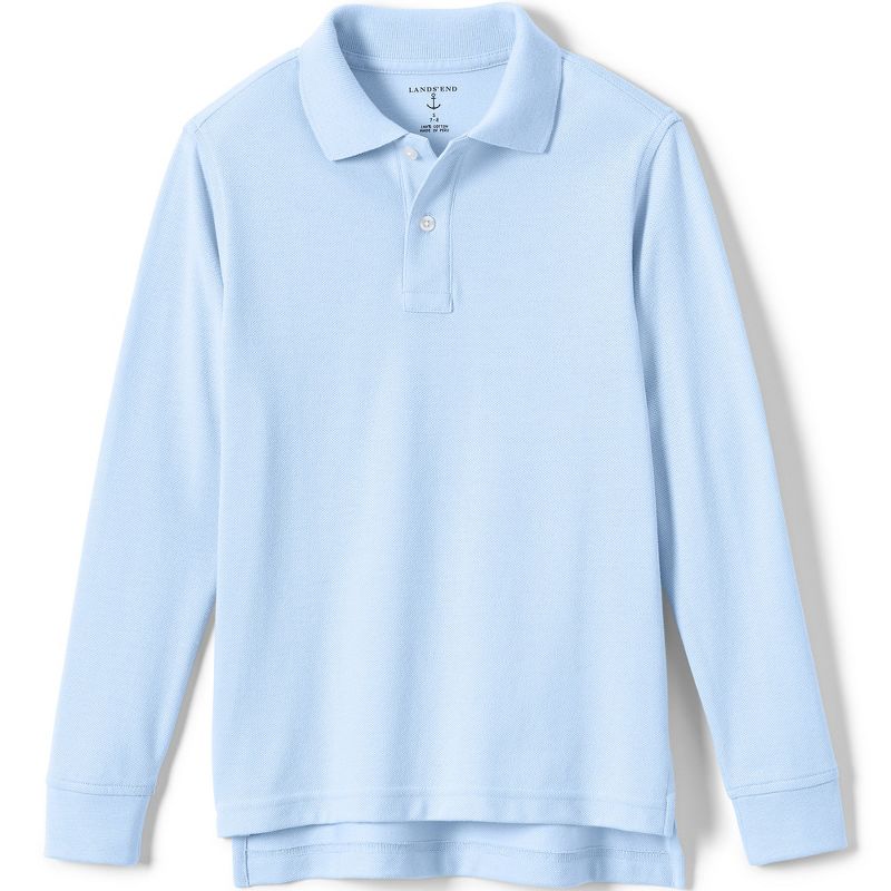 Lands' End School Uniform Kids Long Sleeve Interlock Polo Shirt, 1 of 3