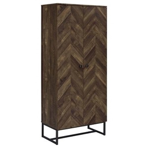 Coaster Carolyn Farmhouse 2 Door Wood Tall Cabinet Rustic Oak/Gunmetal - 1 of 4