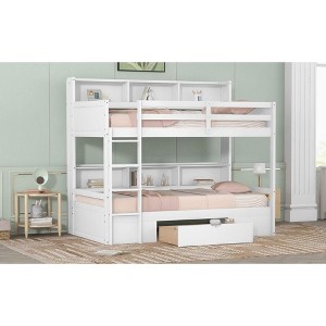 NicBex Twin Size Bunk Bed with Guardrail and 1 Storage Drawer,Loft Bed with Ladder and Built-in Shelves,Noise Reduced Bunk Beds for Bedroom - 1 of 4