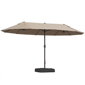 Outsunny 15ft Patio Umbrella Double-Sided Outdoor Market Extra Large Umbrella with Crank Handle for Deck, Lawn, Backyard and Pool - 1 of 4