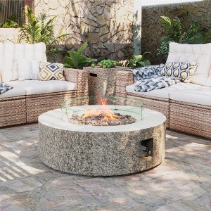 42/56 inch Outdoor  Magnesium Oxide Fire Pit Table Propane with Tank Cover and Wind Guard - 1 of 4