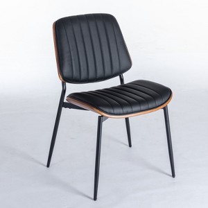 NicBex Set of 2 Mid-Century Upholstered Dining Chairs PU Leather Armless Accent Side Chairs with Metal Legs - 1 of 4
