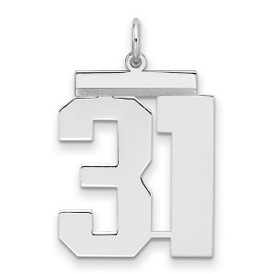Black Bow Jewelry Sterling Silver, Athletic Collection, Large Polished Number 31 Pendant - 1 of 3
